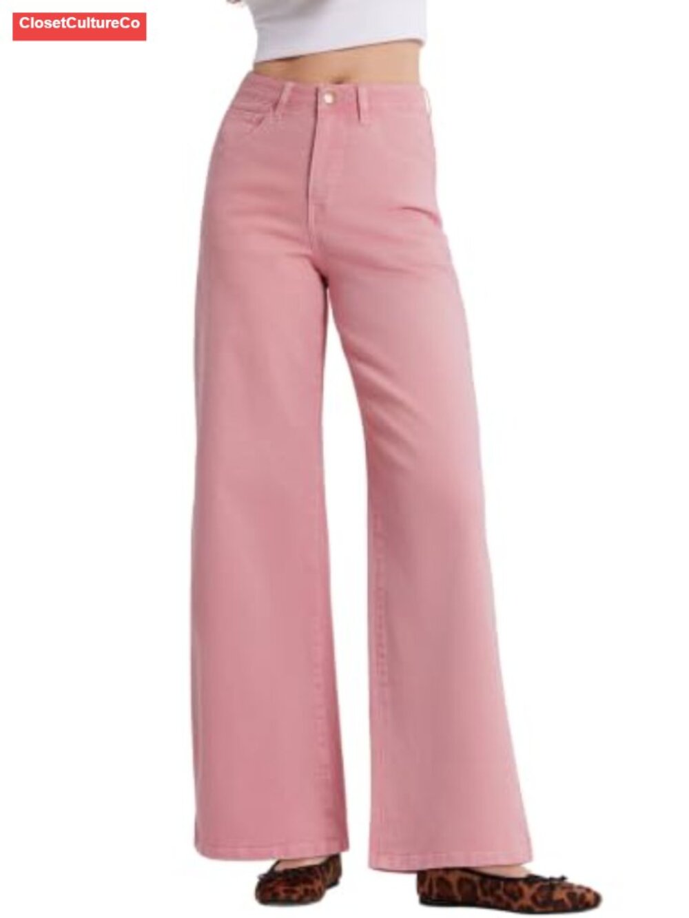 High Waisted Wide Leg Stretchy Baggy Denim Jeans Cropped Palazzo Pants